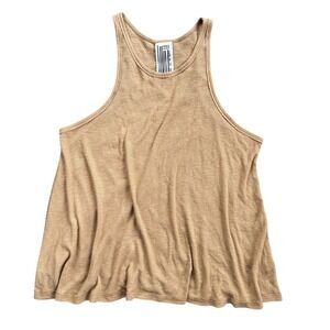 Free People Tank Top Womens Medium Tan Excellent Ribbed High Neck Swing Fit